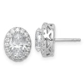 14k White Gold 2 1/2 carat Certified Lab Grown Diamond VS/SI+ G+ Oval Complete Halo Post Earrings